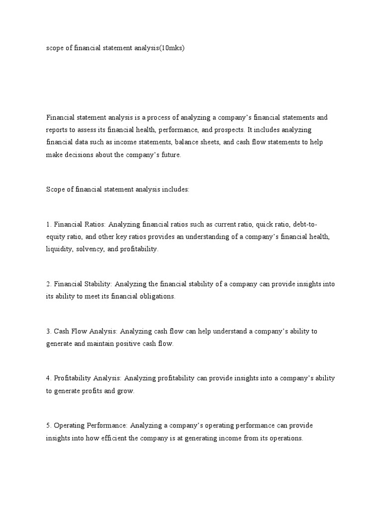 Scope Of Financial Statement Analysis Pdf