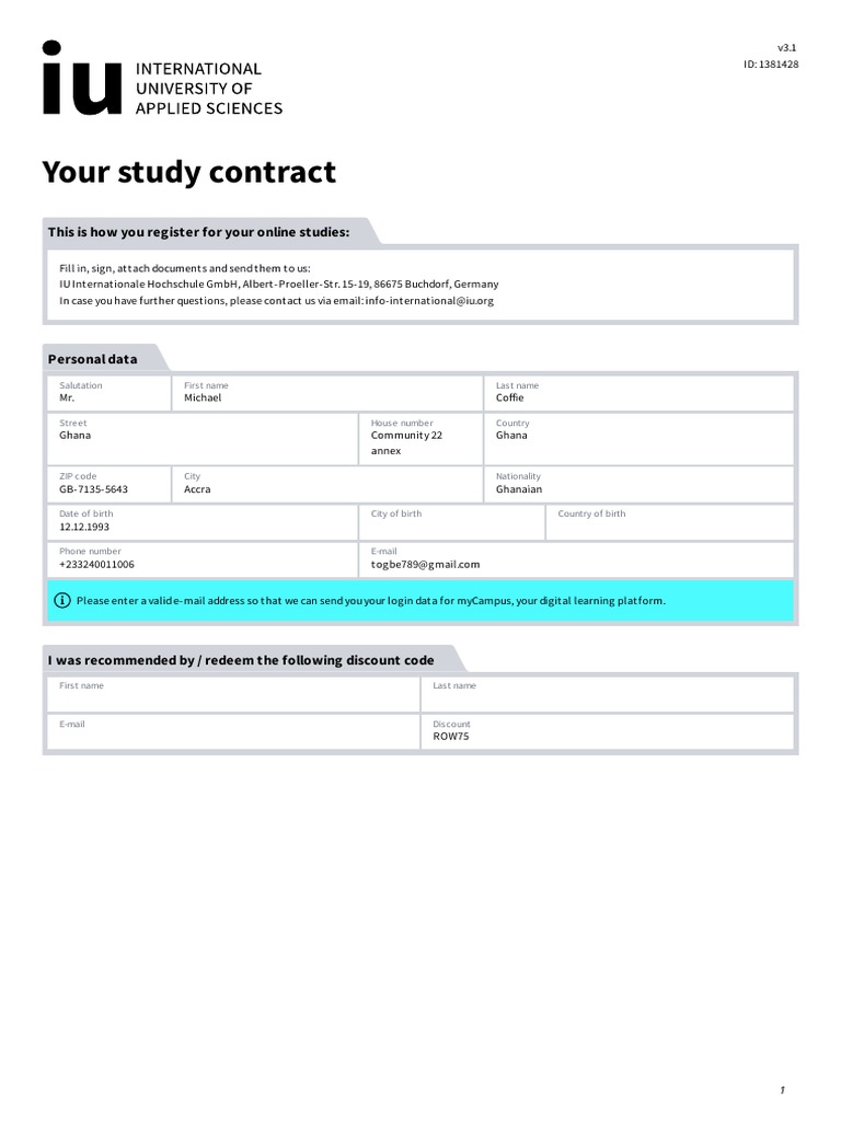 Application Contract Download | PDF | University And College Admission ...