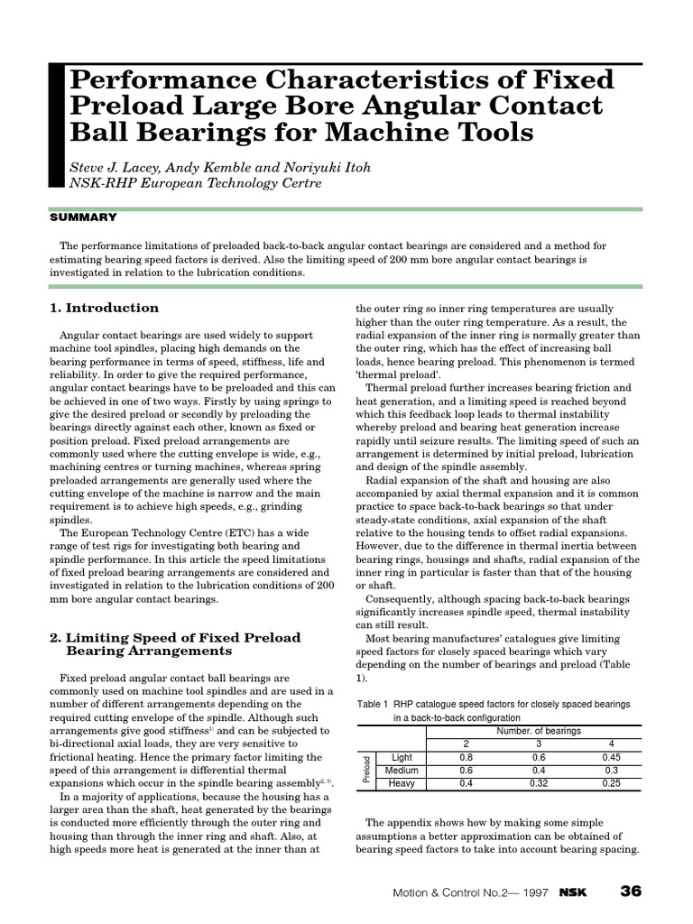 PreLoad in Bearings PDF Bearing (Mechanical) Physical Sciences