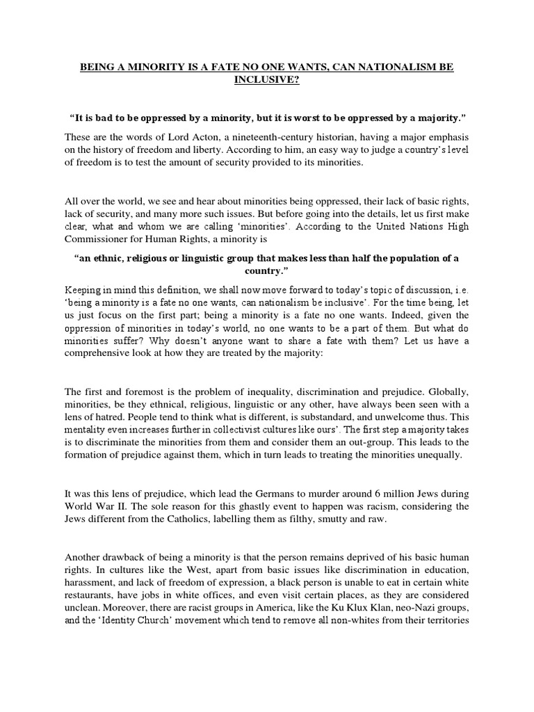 Inclusive Nationalism and Minority Rights | PDF | Minority Group ...