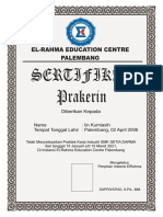 Sertifikat Prakerin: El-Rahma Education Centre Palembang