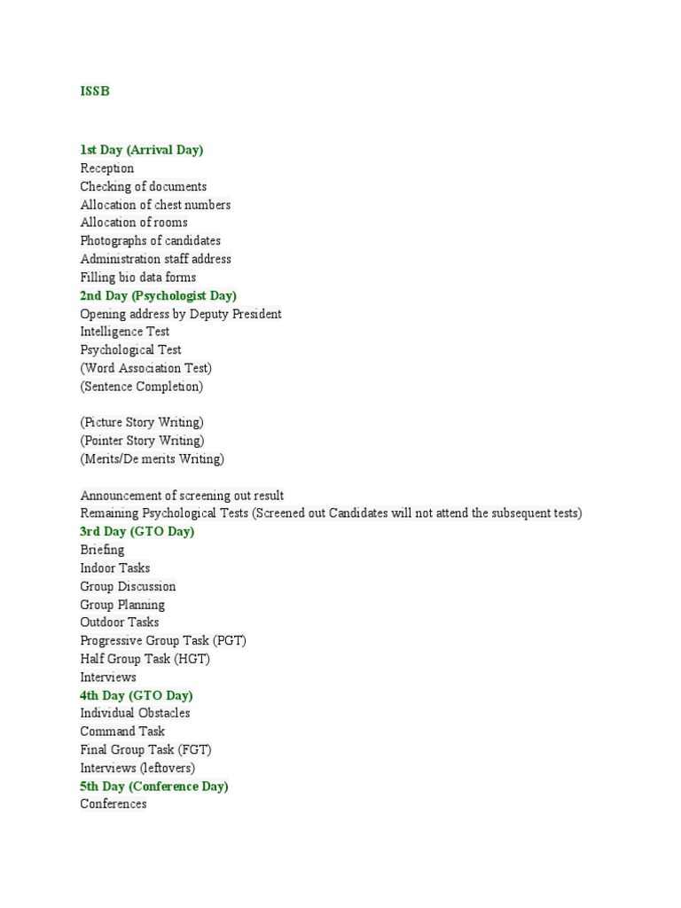 ISSB Test Schedule and Preparation Guide | PDF | Leadership | Thought