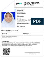Kartu Peserta SNBP 2023: 423360212 Iba Nurjannah 0052398015 Sman 1 Bengkulu Selatan Kab. Bengkulu Selatan Prov. Bengkulu