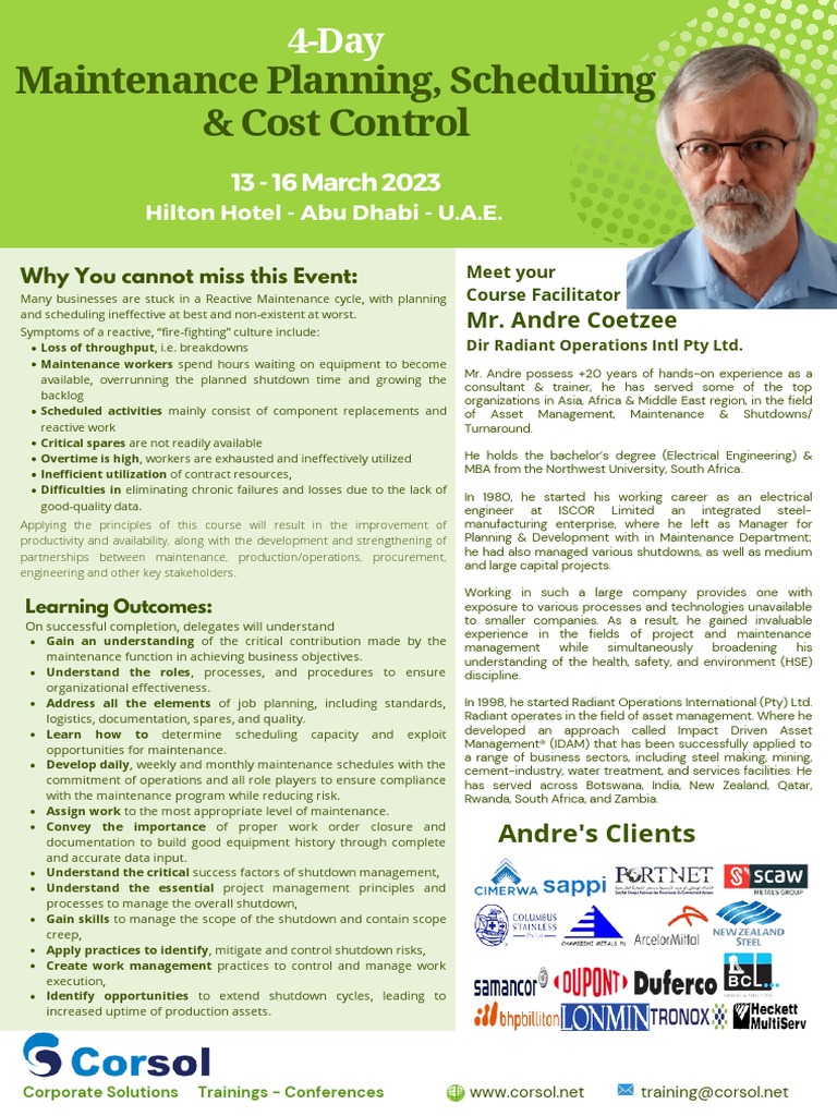 Maintenance Planning and Scheduling | PDF | Payments | Risk