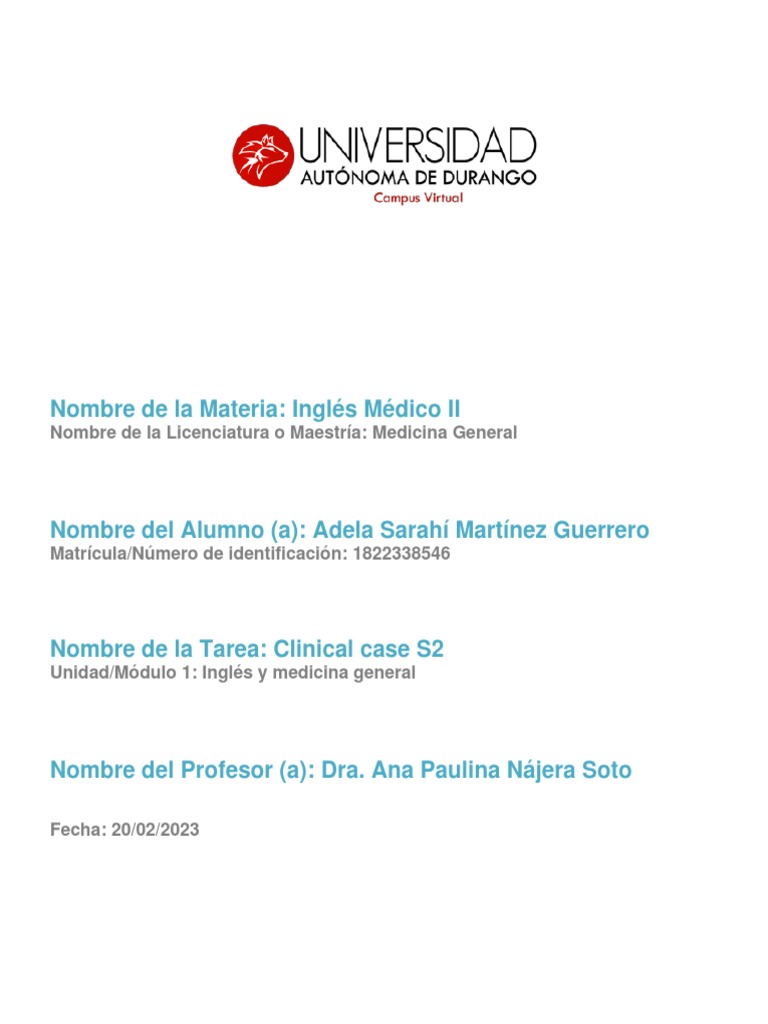 Clinical Case S2 Pdf Edema Hypertension