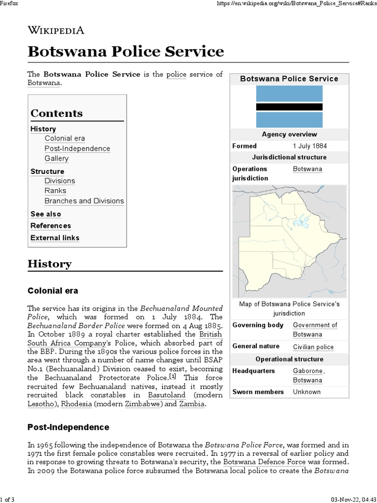 Botswana Police Service Wikipedia PDF Criminal Justice Crime