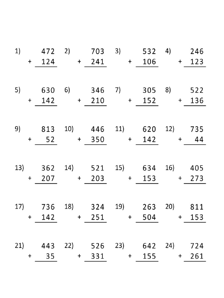 Worksheet in Math Addition PDF