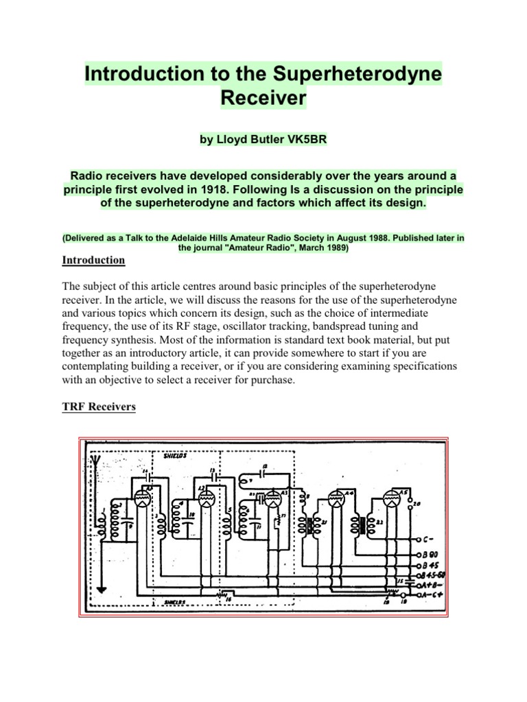 Introduction To The Superheterodyne Receiver PDF Detector (Radio