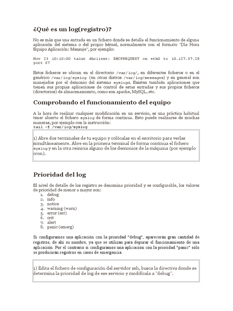 Guía Básica de Logs en Sistemas Linux | PDF