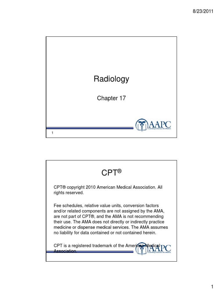 CPT Radiology AAPC | PDF | Radiation Therapy | Medical Ultrasound
