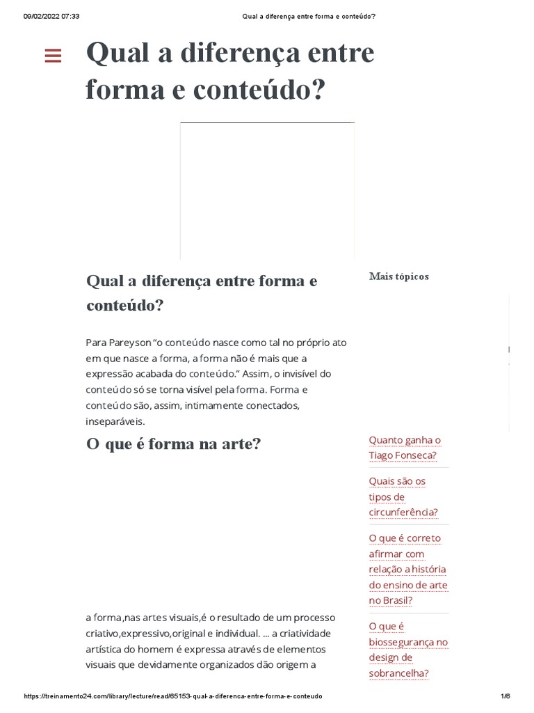 Diferença entre Forma e Conteúdo | PDF