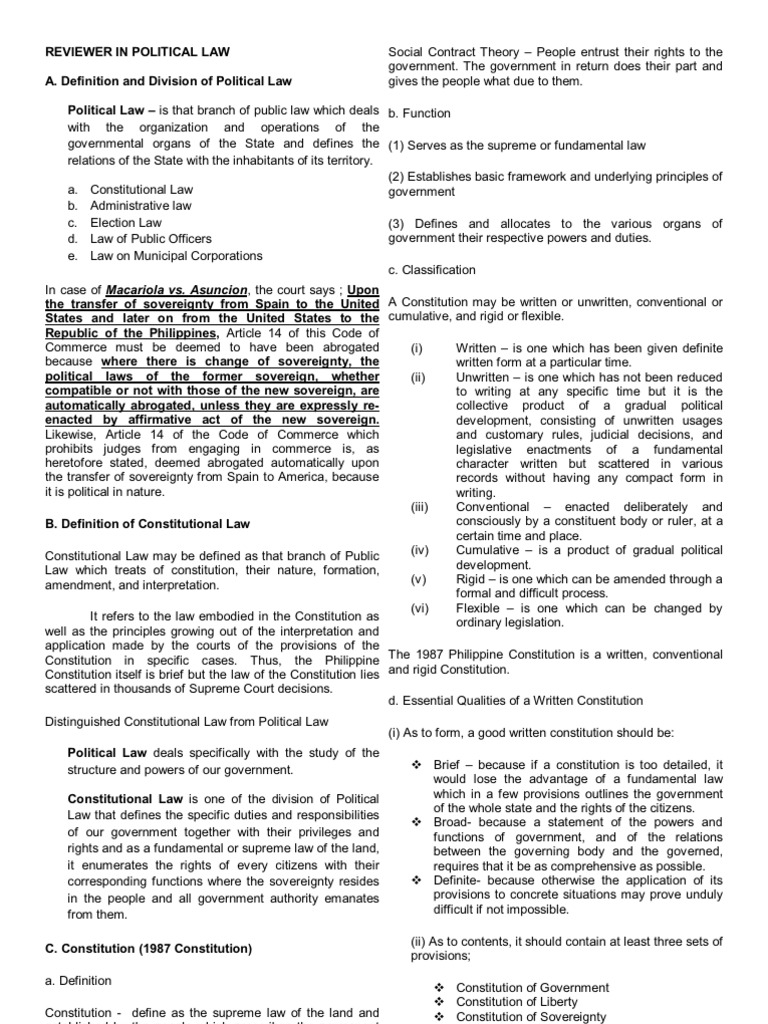 Constitutional Law 1 - Reviewer | PDF | Constitutional Amendment ...