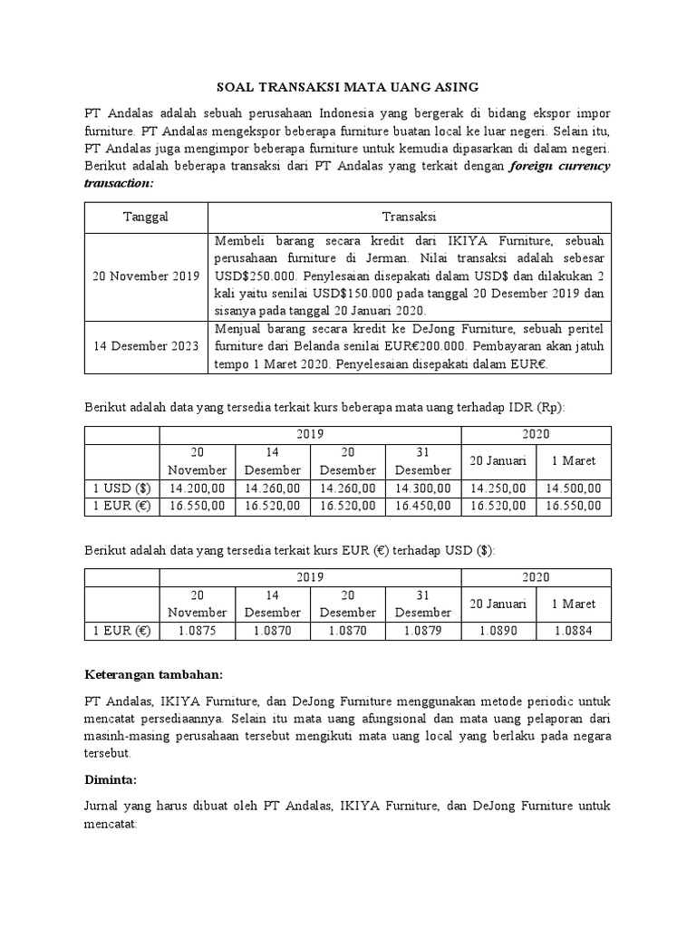 Contoh Soal Transaksi Mata Uang Asing Pdf