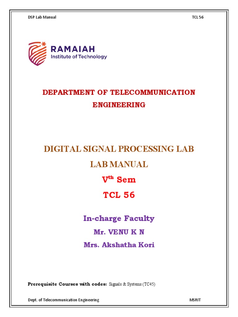 Updated dsp lab manual pdf digital signal processing discrete