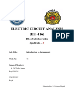 Electric Circuit Analysis (EE - 116) : DE-43 Mechatronics Syndicate