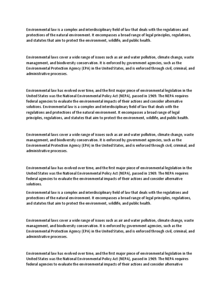 A Comprehensive Overview of Environmental Law Its Evolution, Scope