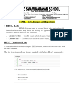 HTML - Lists, Images and Hyperlinks