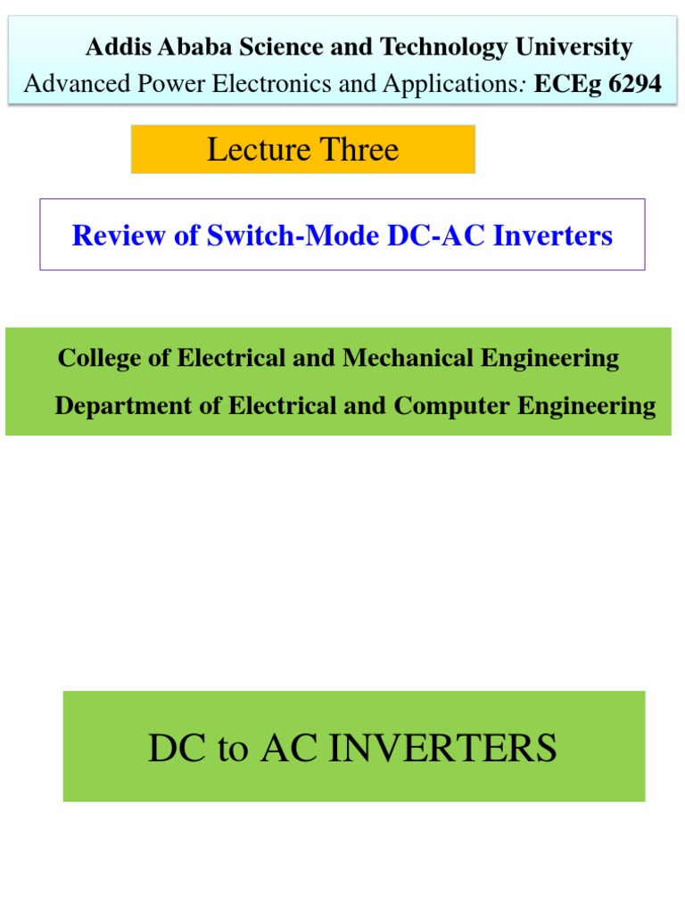 Lecture Three - Review of DC-AC Inverters | PDF | Power Inverter ...