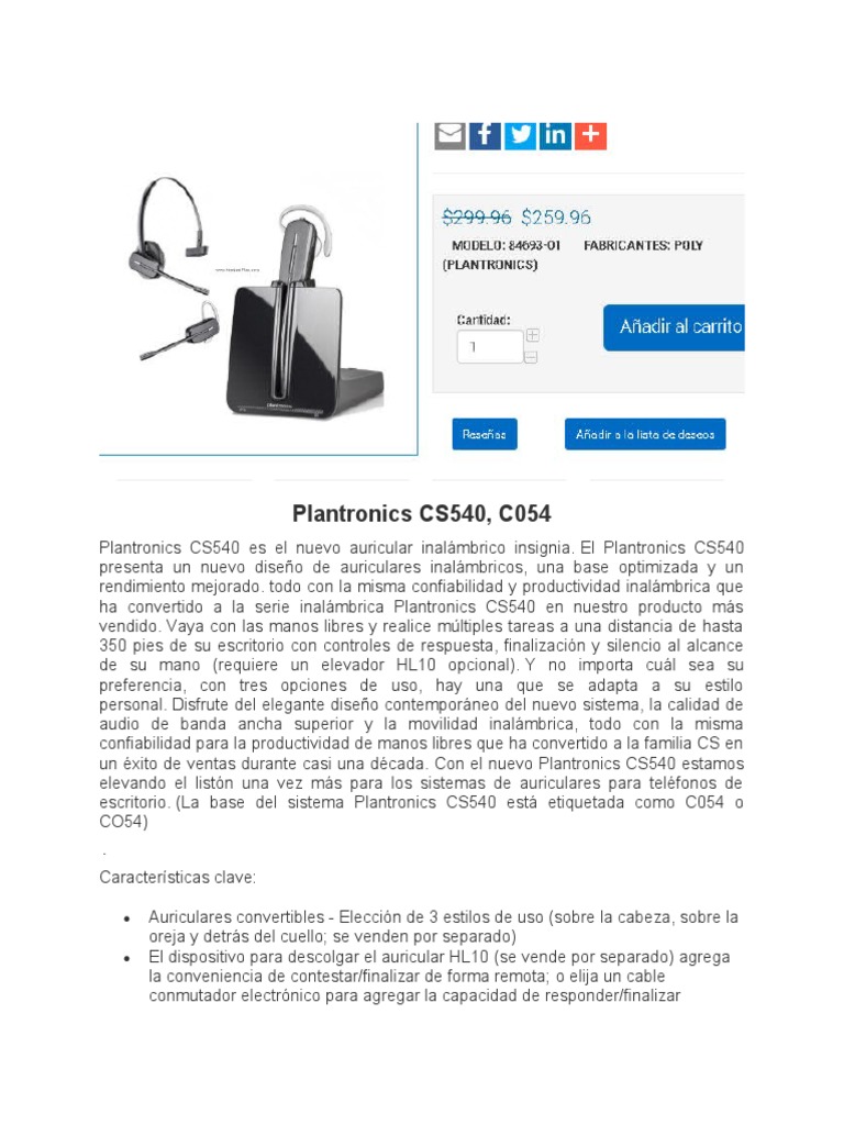 Plantronics AURICULARES INALAMBRICOS | PDF | Auriculares | Inalámbrico