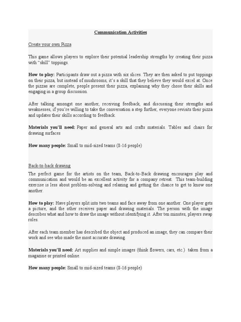 Communication Game PDF