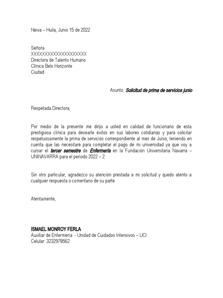 Solicitud de Prima de Servicios Junio | PDF