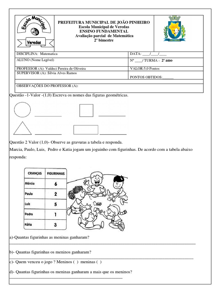 AVALIAÇÃO DE MATEMATICA BIMESTRAL 2º ANO 2º Bimestre | PDF
