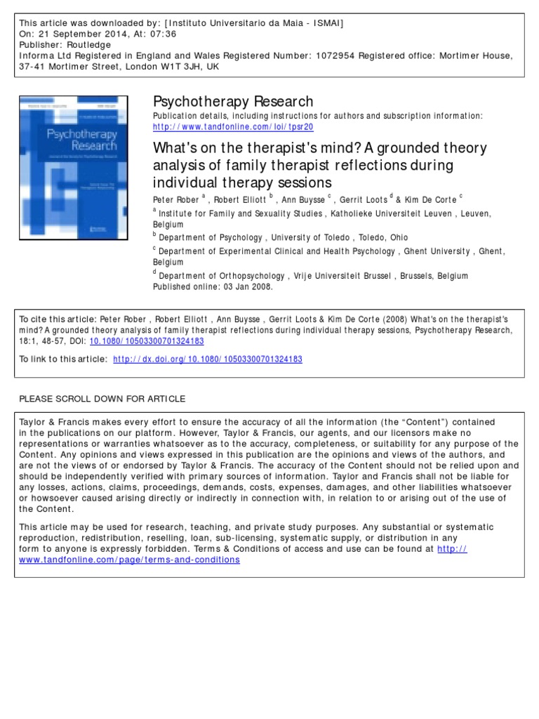 Therapist Reflections in Family Therapy | PDF | Psychotherapy | Family ...