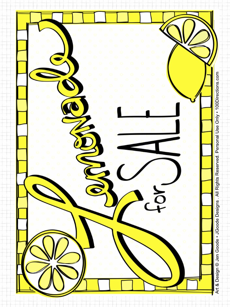 Lemonade For Sale Sign Jen Goode PDF