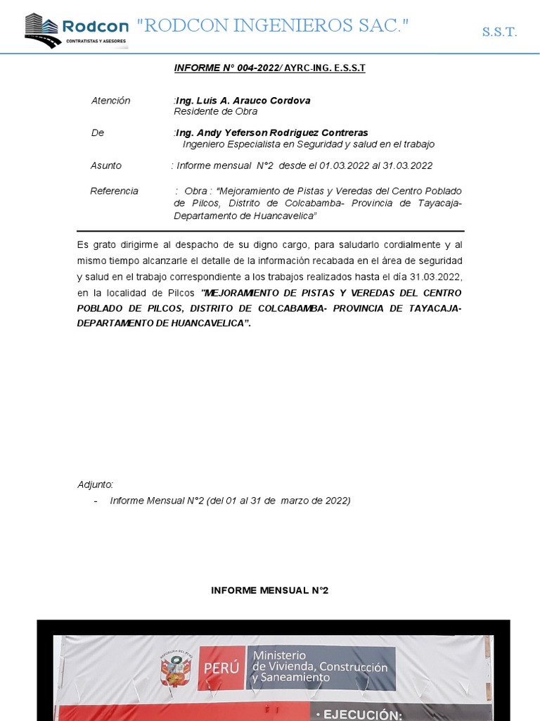Informe Mensual Espec. Seguridad - Marzo | PDF | Seguridad y salud ...