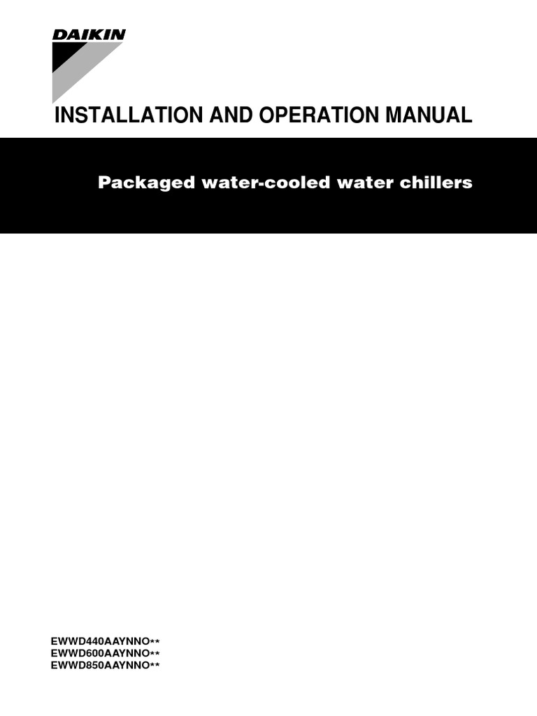 Installation Manuals English DAIKIN WATER COOLED CHILLER PDF