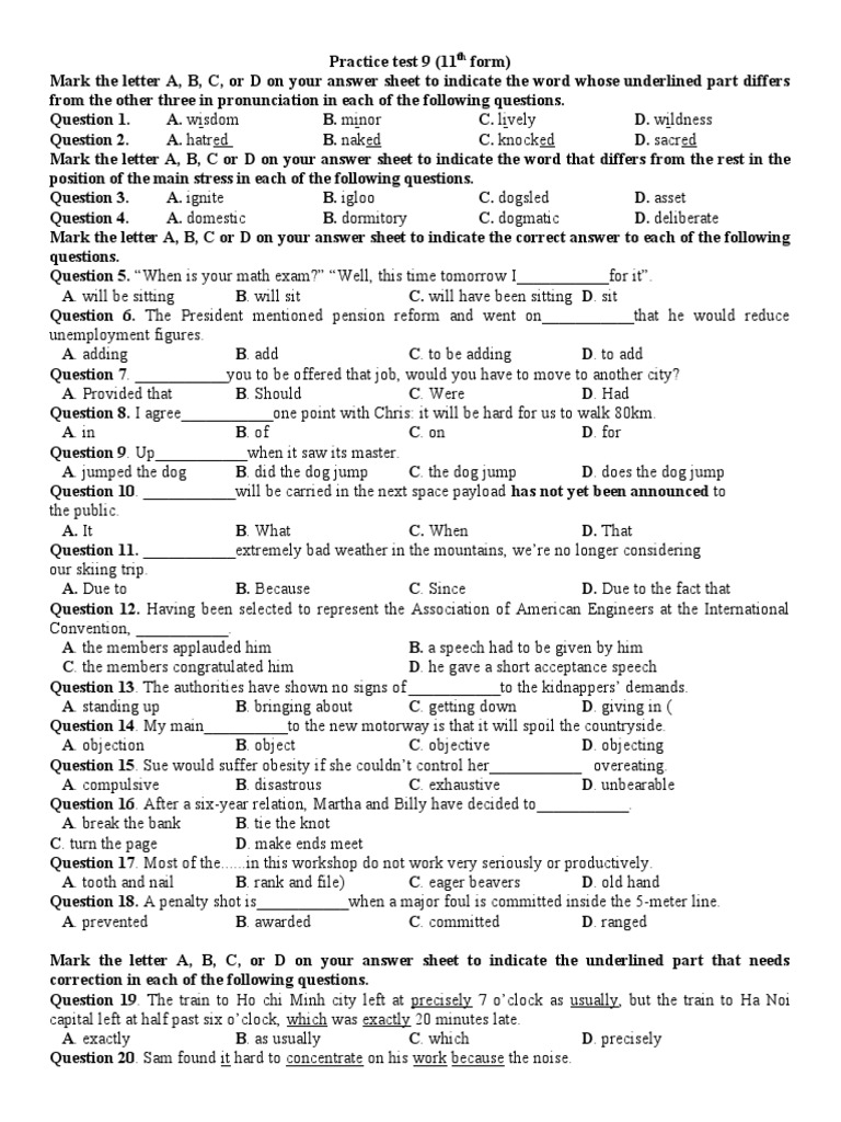 Practice Test 9 Pdf Recycling Asbestos