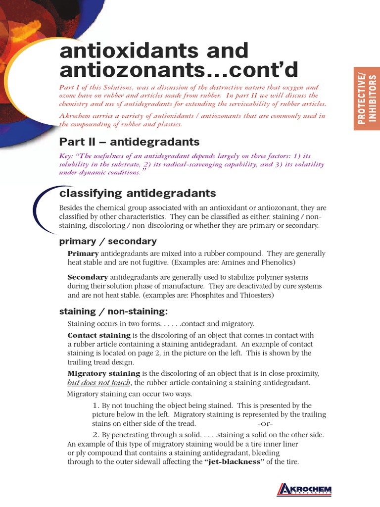 Antioxidant and Antiozonant PDF Radical (Chemistry) Antioxidant