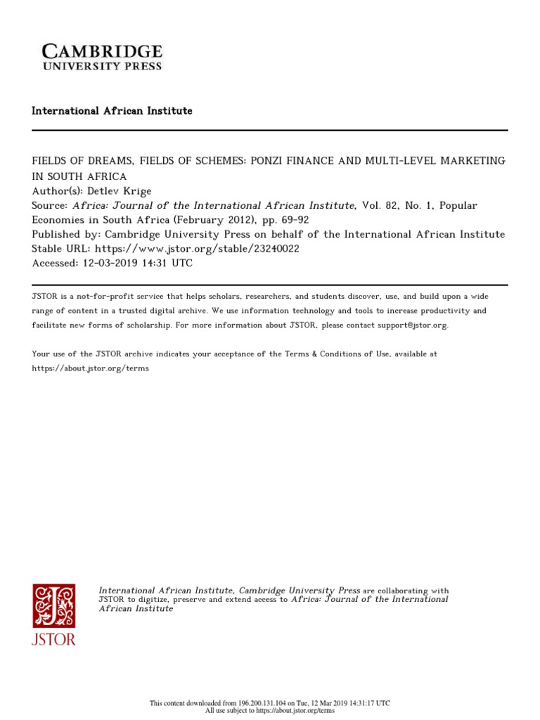 Paper South Africa | PDF | Multi Level Marketing | Tithe