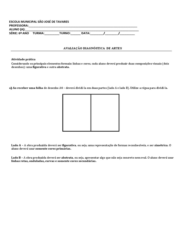 Atividade de Artes: Figuras e Abstrato | PDF | Carreira e Crescimento ...