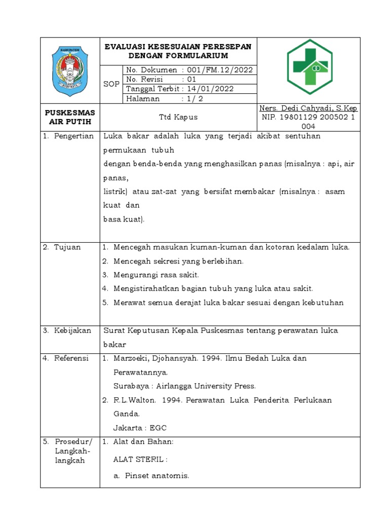 Sop Perawatan Luka Bakar | PDF