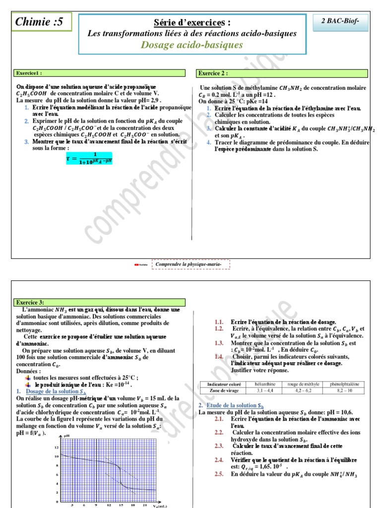 Dosage acido-basique en chimie 3ème | PDF | Ph | Acide