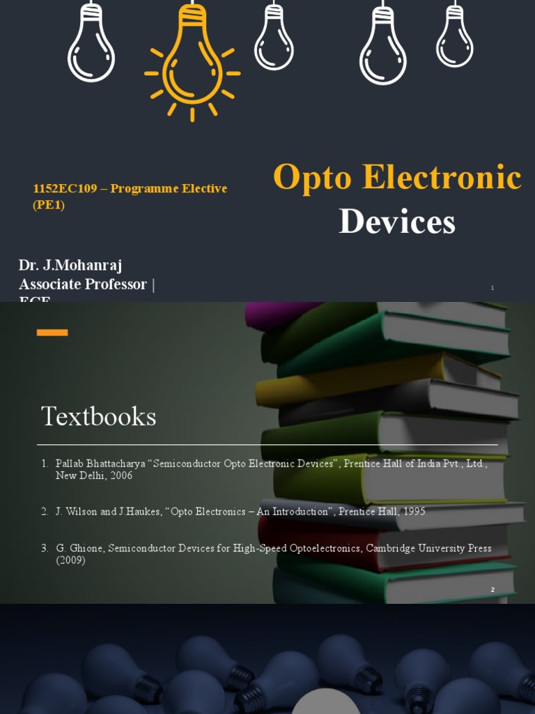 Unit 1 Fundamentals of Opto Electronics PDF Chemical Bond Light