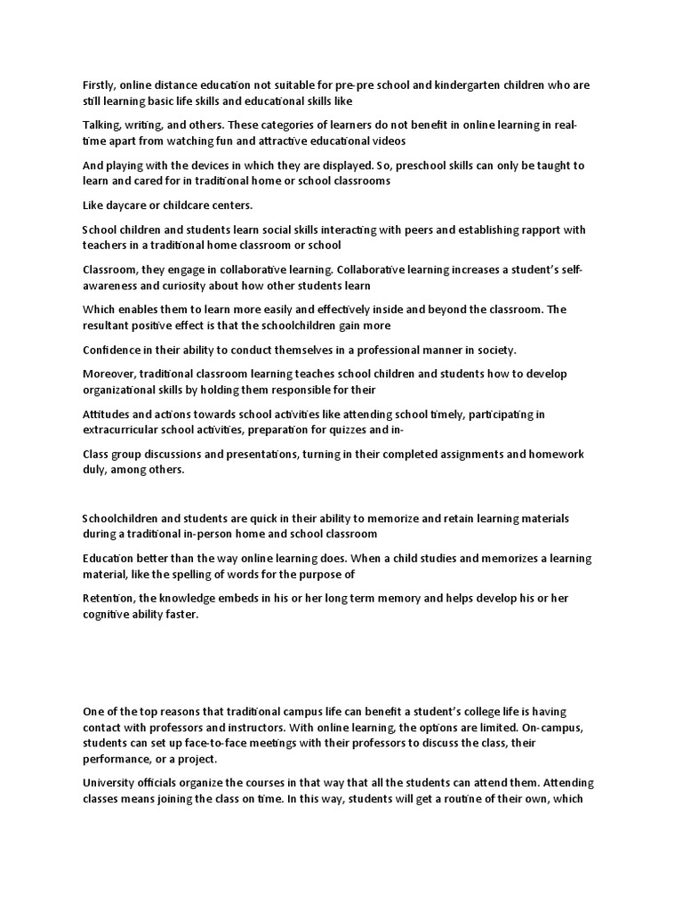 The Benefits of Traditional Classroom Learning Over Online Learning for