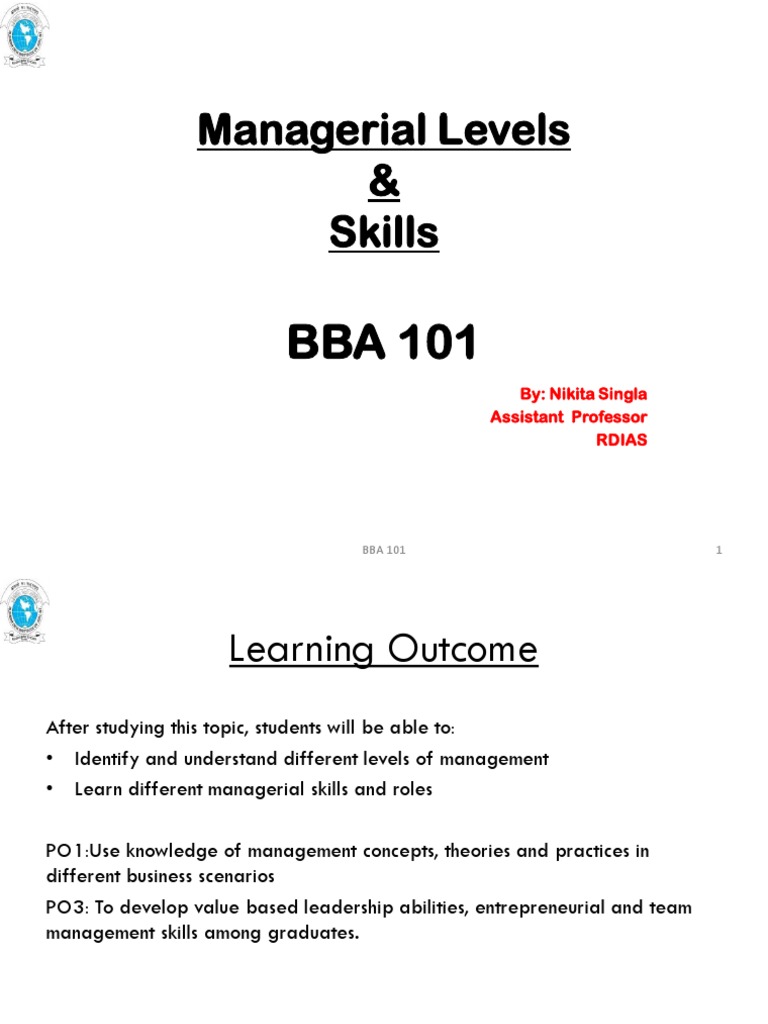 1.2 Managerial Levels & Skills PDF Skill Cognition