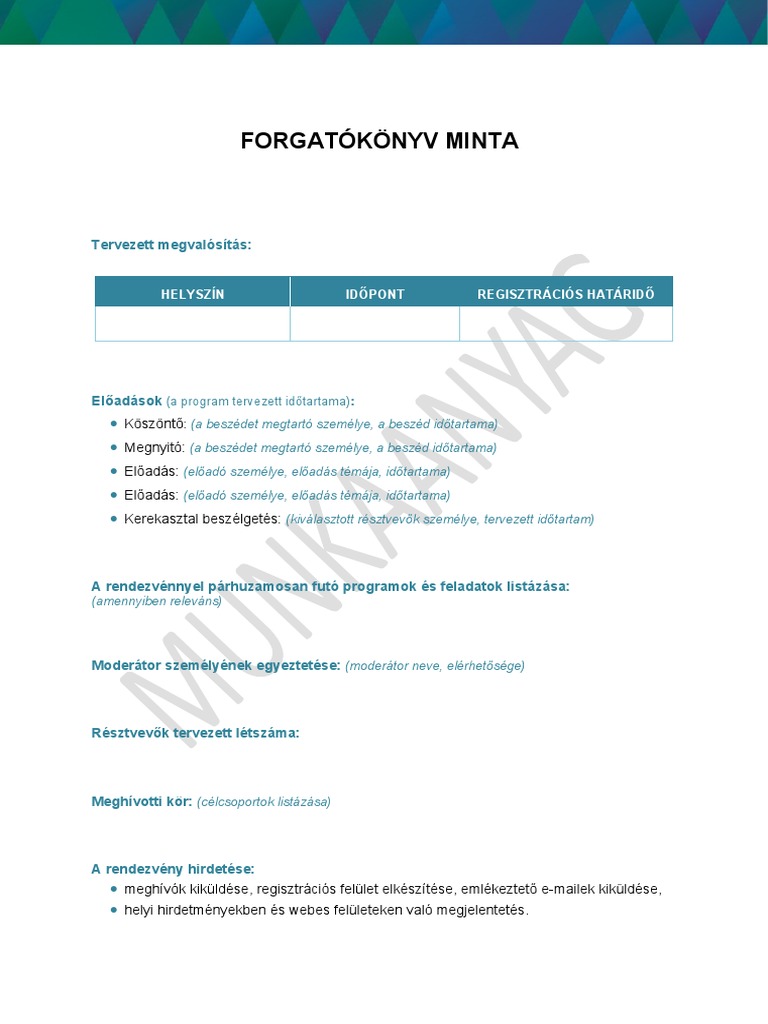 Forgatokonyv Minta | PDF