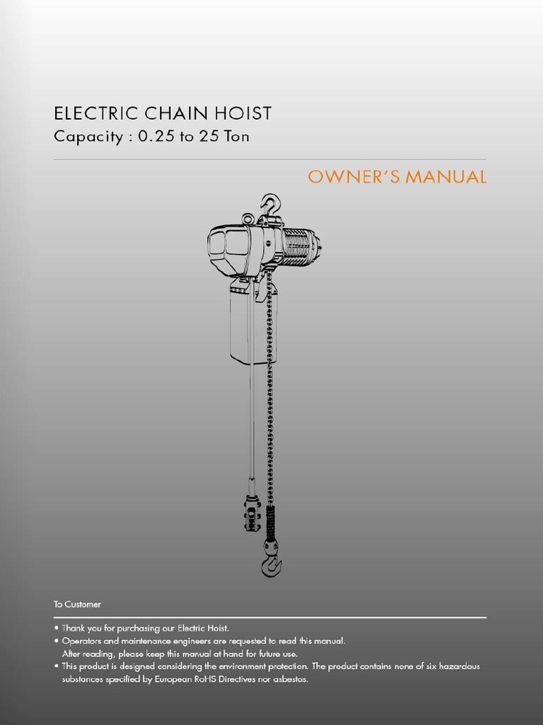 Electric Hoist Manual Book PAWELL PDF