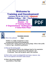 Welcome To Training and Development: Lecture 15,16-10.12.22 Mithibai College - MA - Psychology - Semester IV