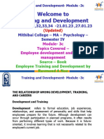 Training and Development: Welcome To