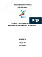 Venezuela y Su Relación Con Países Productores y Consumidores de Petróleo