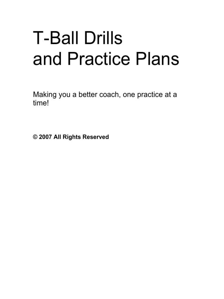 TBall Drills and Practice Plans PDF Batting (Baseball) Team Sports