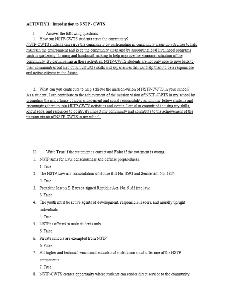 NSTP-02-Activity-1 | PDF | Social Science | Wellness