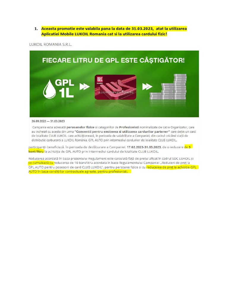 Promotii LUKOIL | PDF