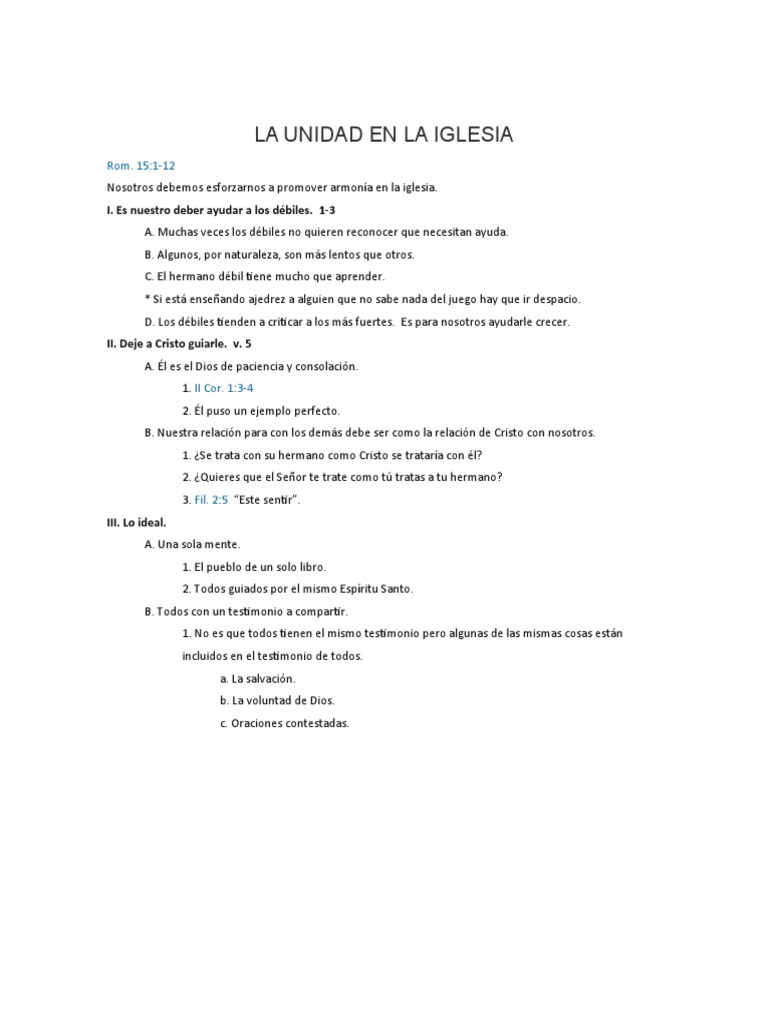 Unidad en la Iglesia: Claves y Reflexiones | PDF | Cristo (título ...