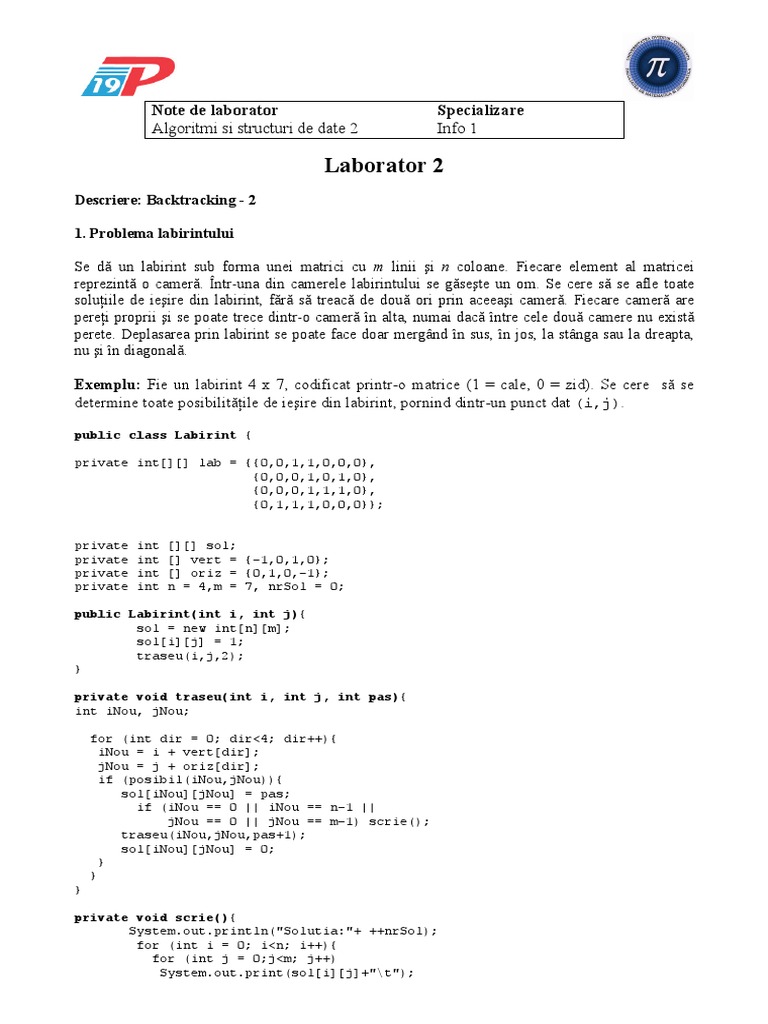 Algoritmi Si Structuri de Date 2 - Info 1 - Laborator 2 | PDF