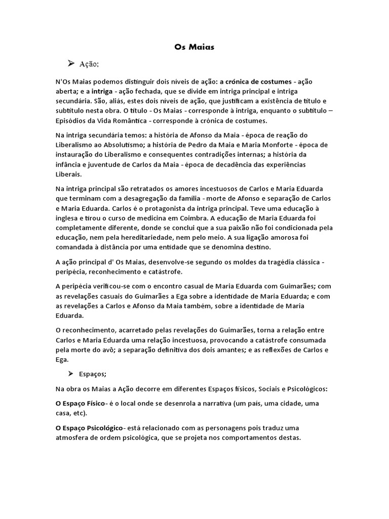 Intrigas e Tragédias em Os Maias | PDF | Clássicos